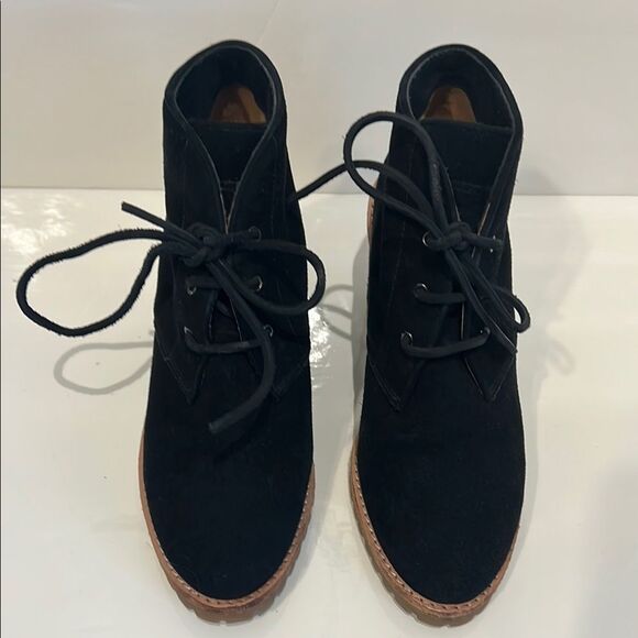 Coach Karson Black Suede Wedge Bootie Size 6 - Picture 3 of 14